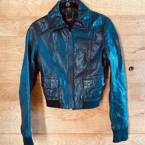 ALLSAINTS gorgeous women’s black Cargill leather bomber jacket. US size 4. GUC.